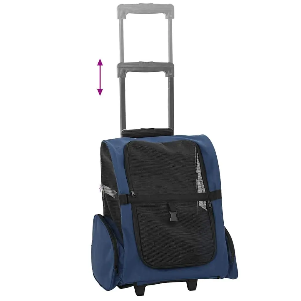 Pet Trolley 3-in-1 Rolling Carrier Backpack Hand Bag Blue Oxford Fabric 48 x 32 x 57-106 cm