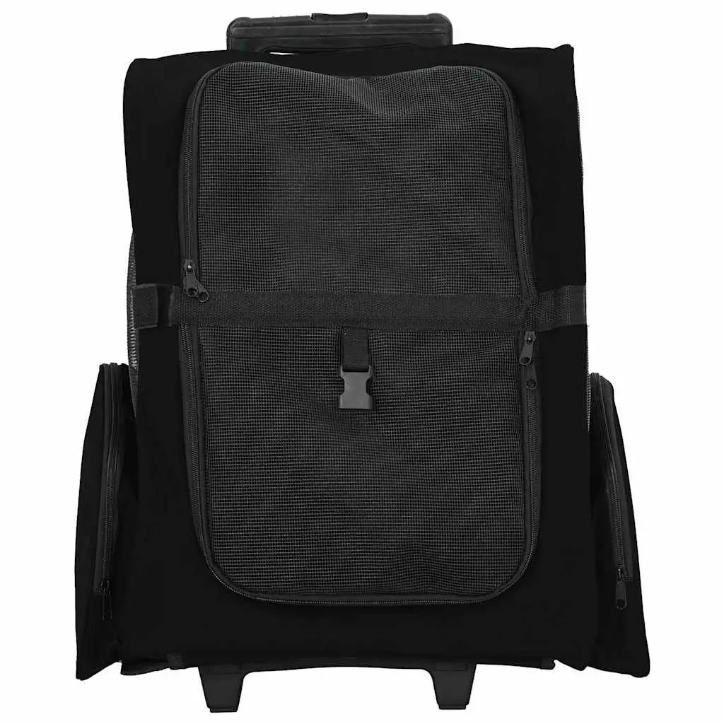 Pet Trolley 3-in-1 Convertible Rolling Carrier Backpack Hand Bag Black 48x32cm