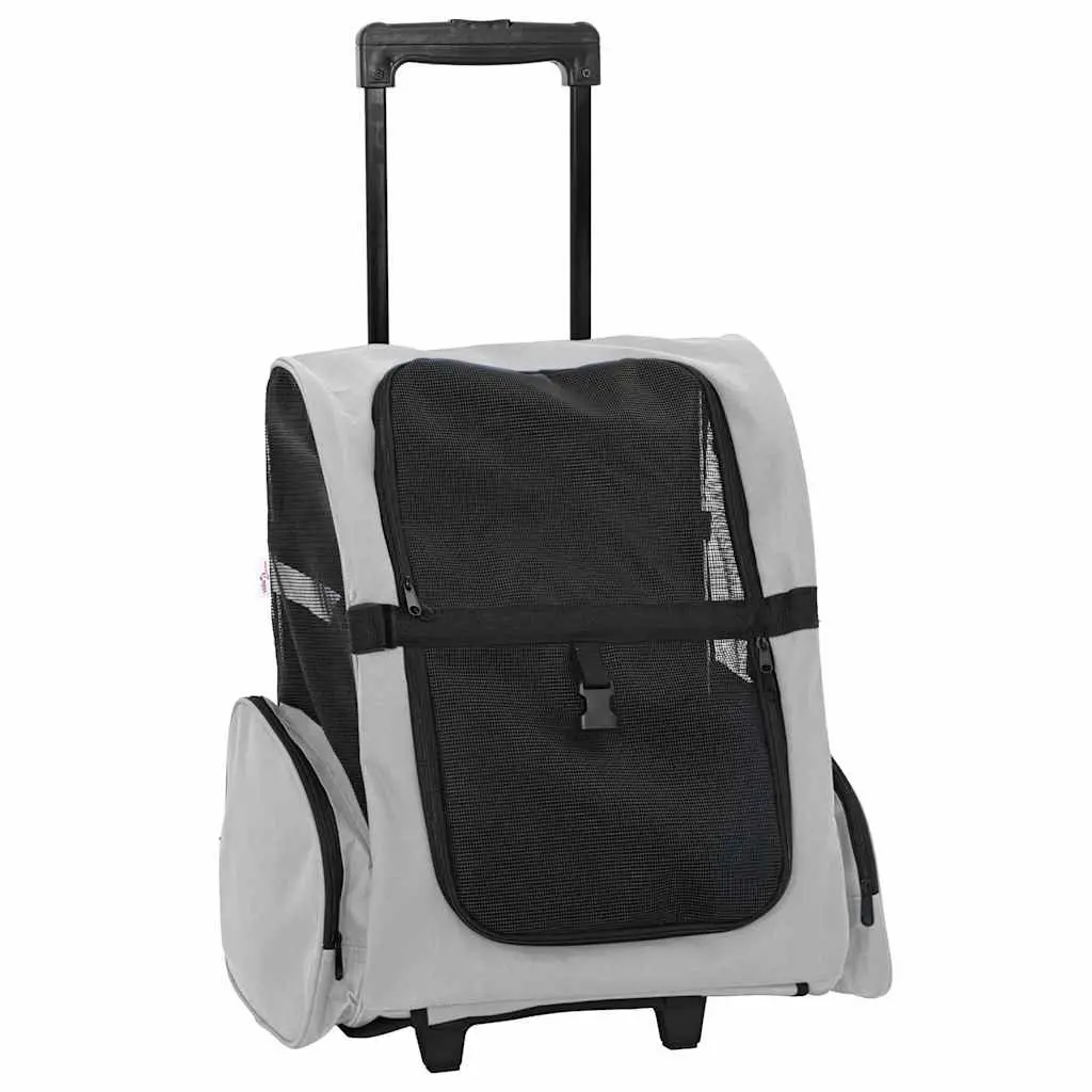 Pet Trolley Oxford Fabric 48L x 32W x 57-106H cm Grey 3-in-1 Rolling Carrier Backpack Hand Bag