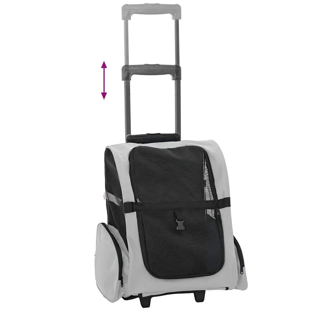 Pet Trolley Oxford Fabric 48L x 32W x 57-106H cm Grey 3-in-1 Rolling Carrier Backpack Hand Bag