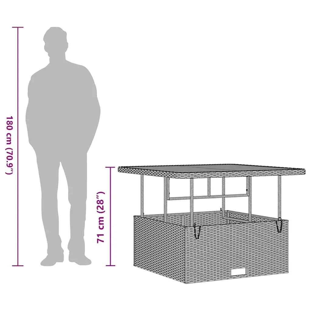 Outdoor Garden Dining Set Poly Rattan Acacia Wood Black