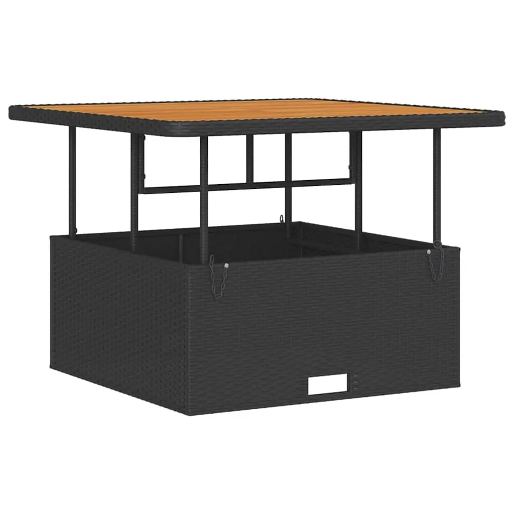 Outdoor Garden Dining Set Poly Rattan Acacia Wood Black