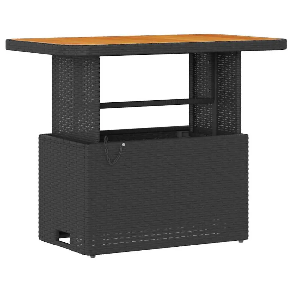 Garden Dining Set Poly Rattan Acacia Wood Black