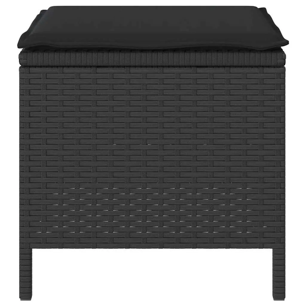 Garden Dining Set Poly Rattan Acacia Wood Black