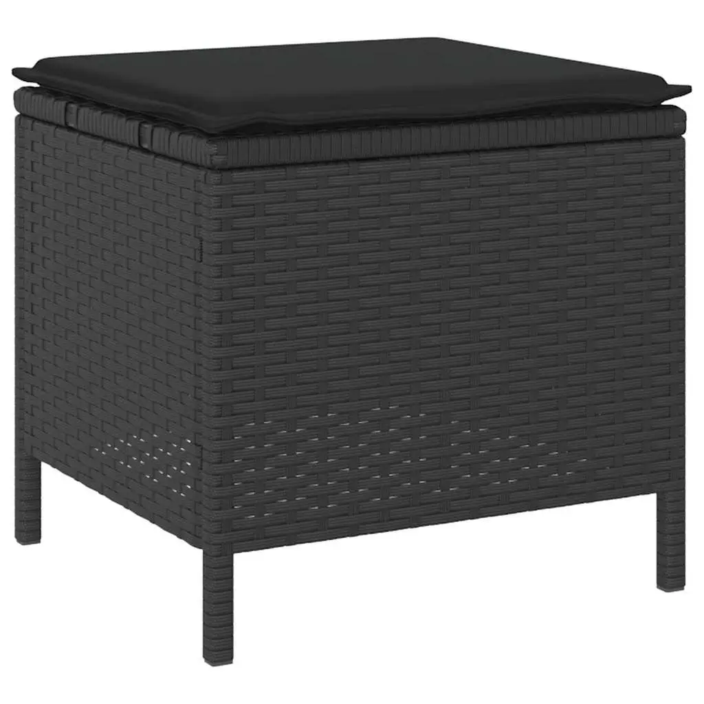 Garden Dining Set Poly Rattan Acacia Wood Black Outdoor Furniture