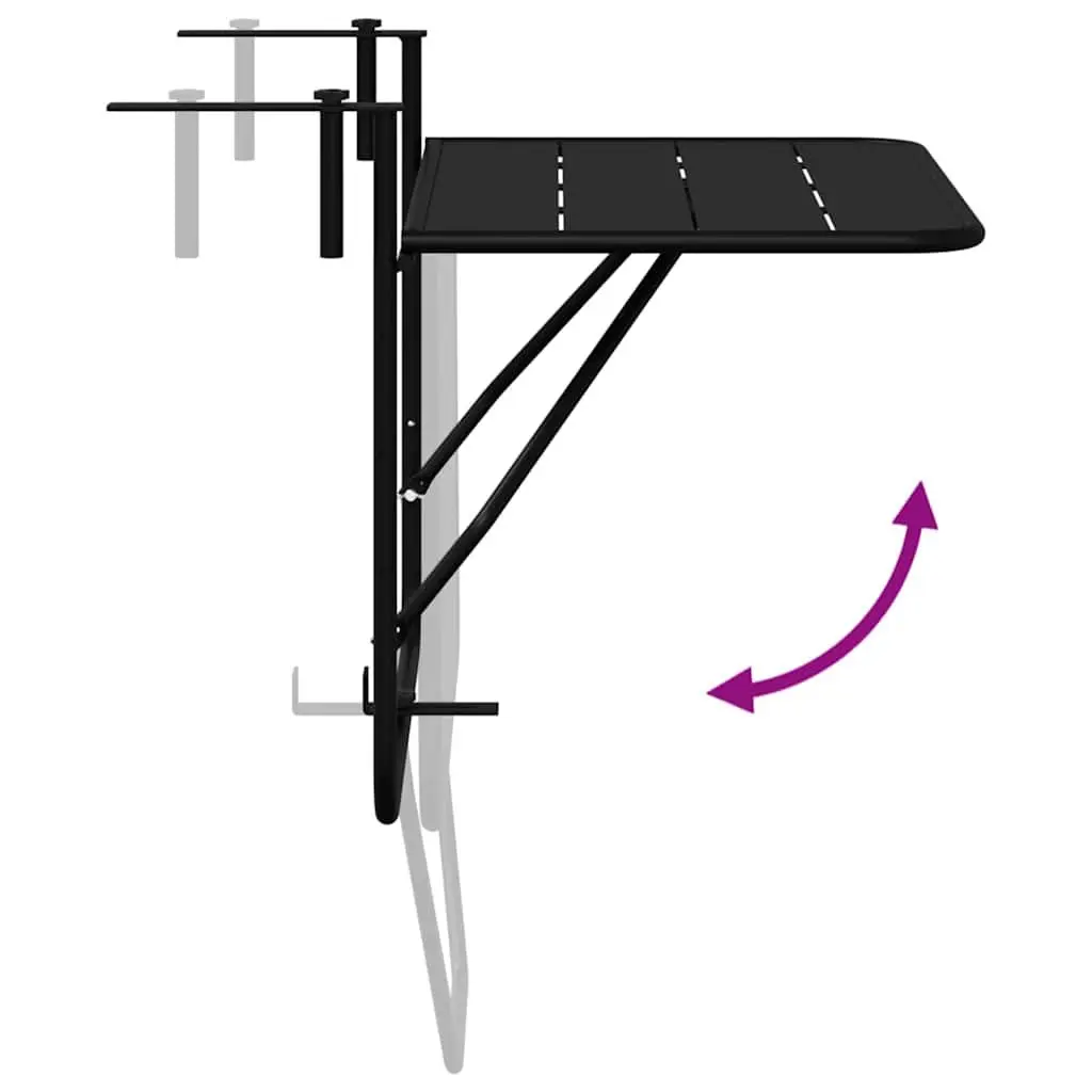 Hanging Table Foldable Steel 60x39x65cm Black