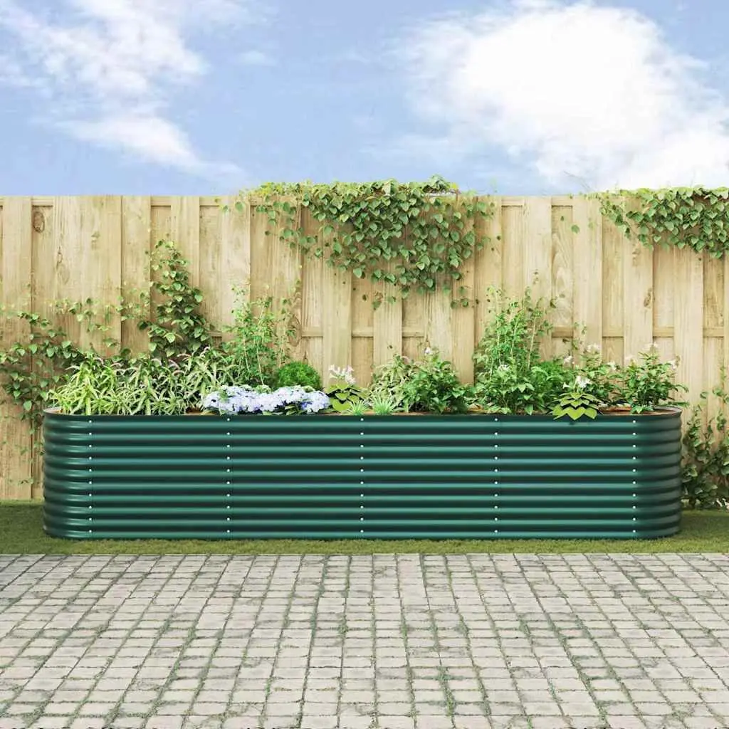 Raised Garden Bed Steel Green Outdoor Planter Box 400x80x81cm Modern Minimalist