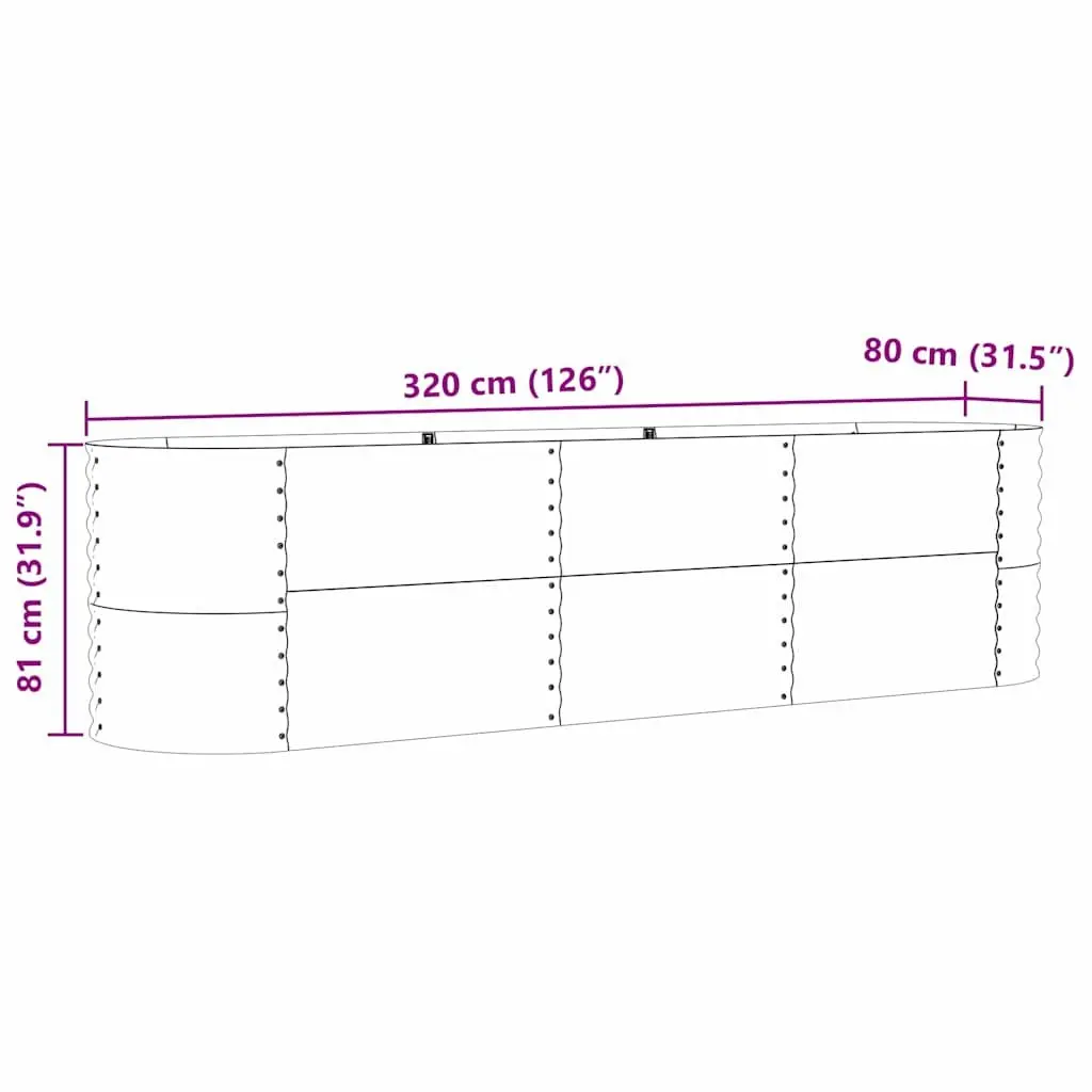Raised Bed Garden Planter 320x80x81cm Steel Outdoor Minimalist Modern Design