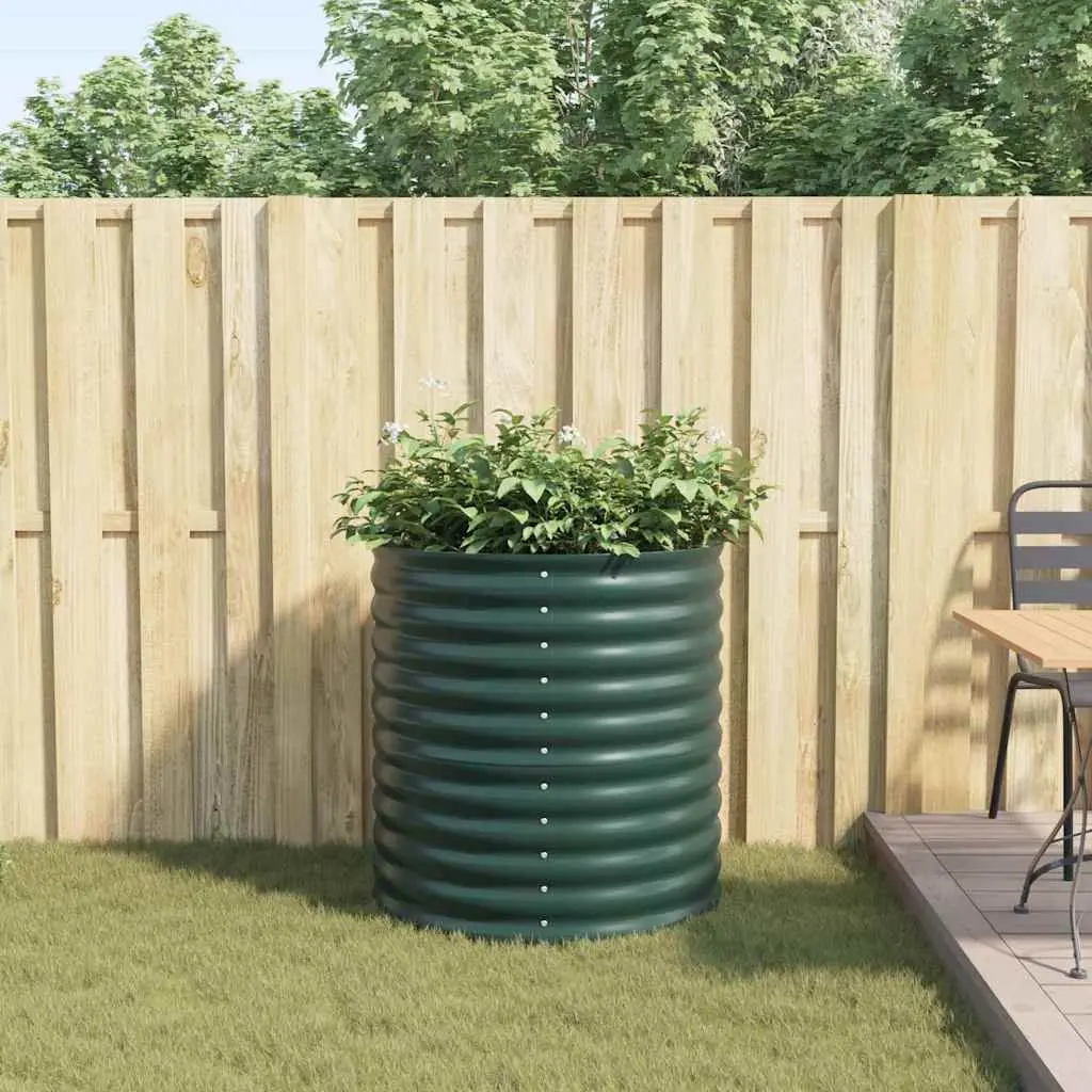 Garden Planter Steel Green 80x80x81cm Durable Outdoor Raised Bed for Vegetables Herbs