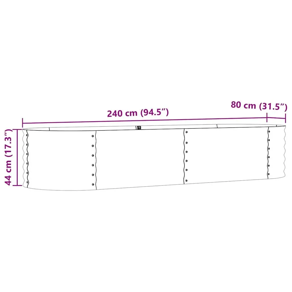 Raised Bed Garden Planter 240 x 80 x 44 cm Green Steel Outdoor Gardening Box