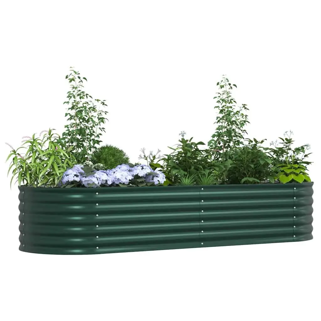 Raised Bed Garden Planter 240 x 80 x 44 cm Green Steel Outdoor Gardening Box