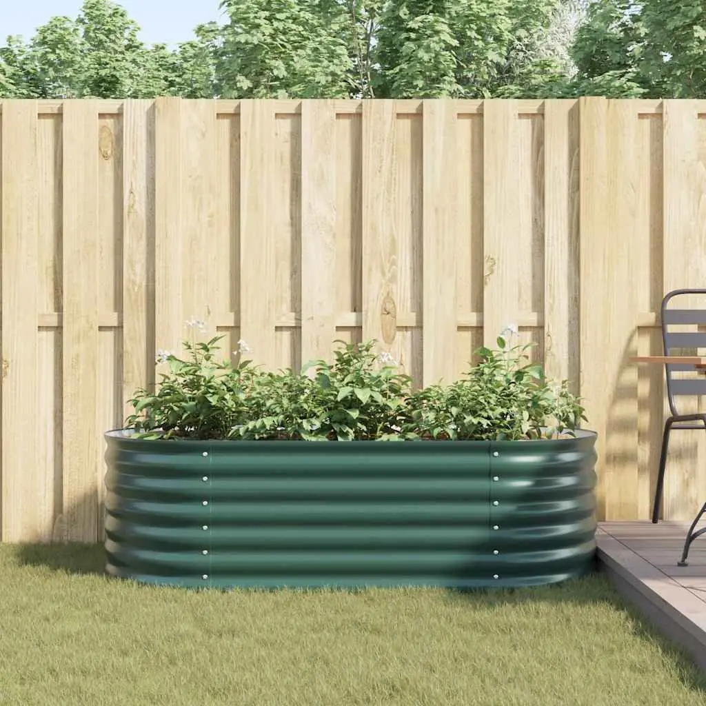 Steel Raised Garden Bed Green 160cm x 80cm x 44cm Outdoor Planter for Vegetables and Herbs