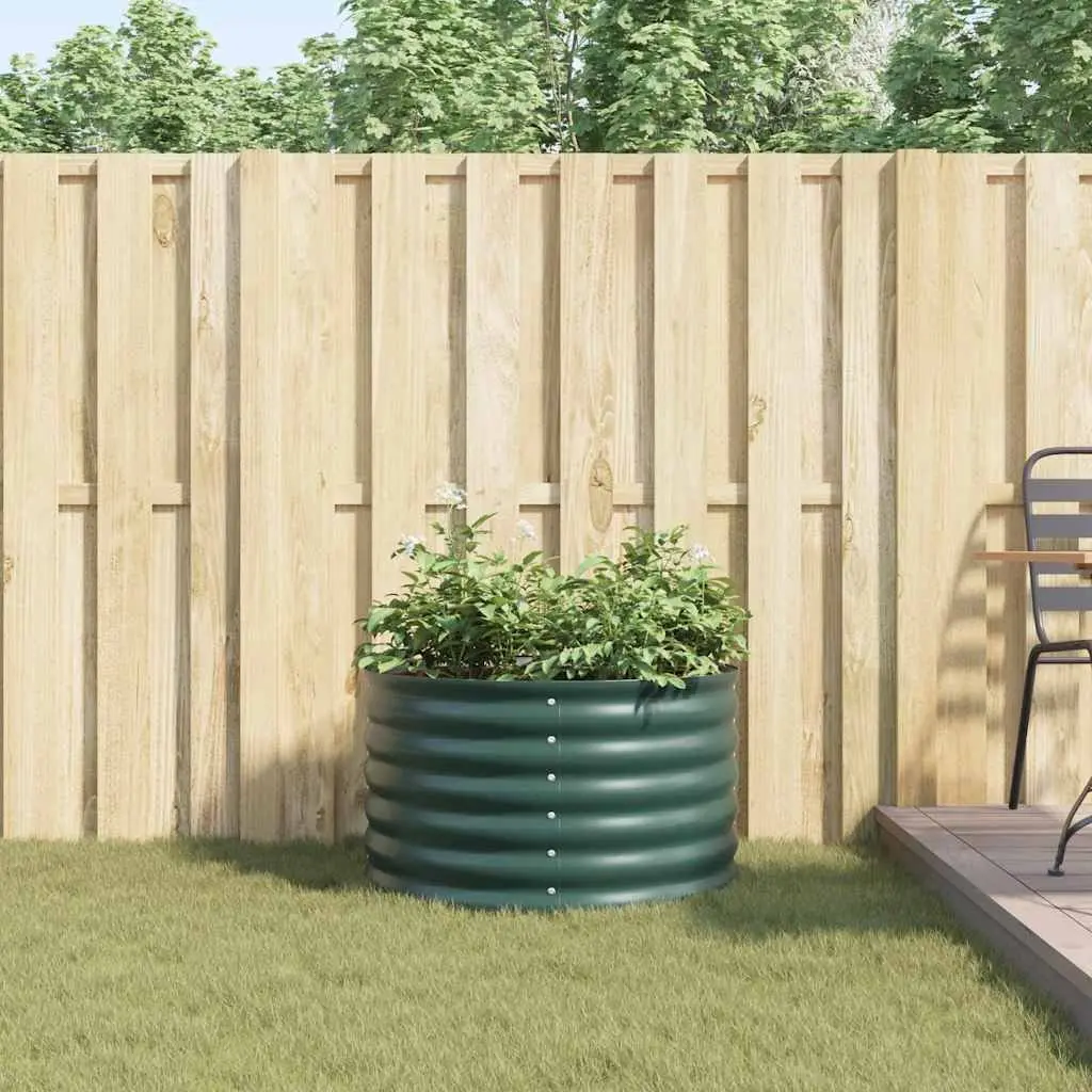 Raised Bed Garden Planter Steel 80x80x44cm Green Outdoor Minimalist Design