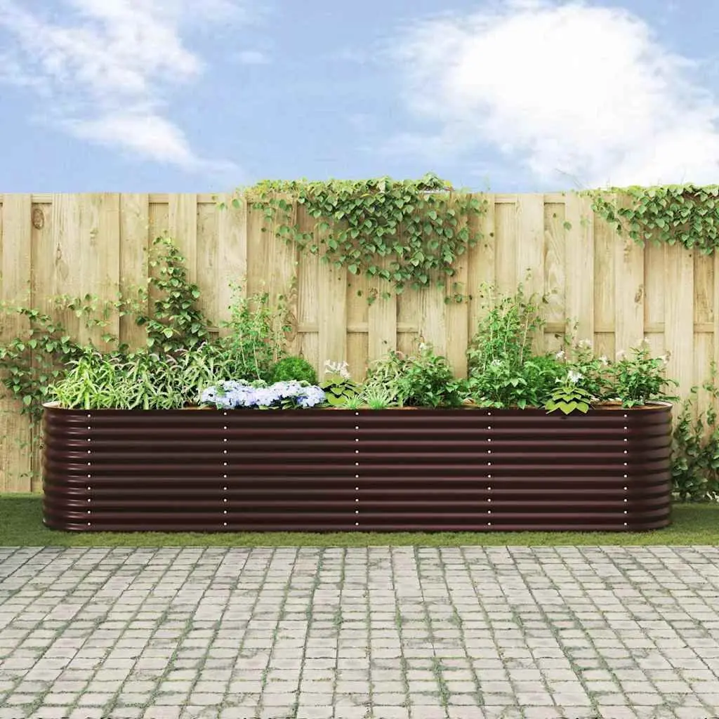 Raised Garden Bed 400x80x81cm Steel Outdoor Planter Brown Minimalist Design