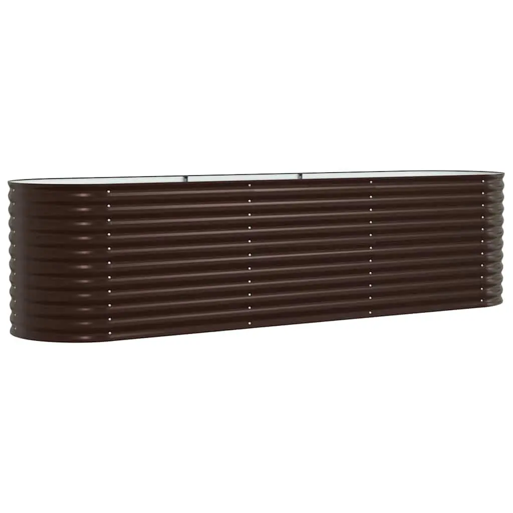 Raised Bed Garden Planter Brown Steel Outdoor 320x80x81cm Modern Design