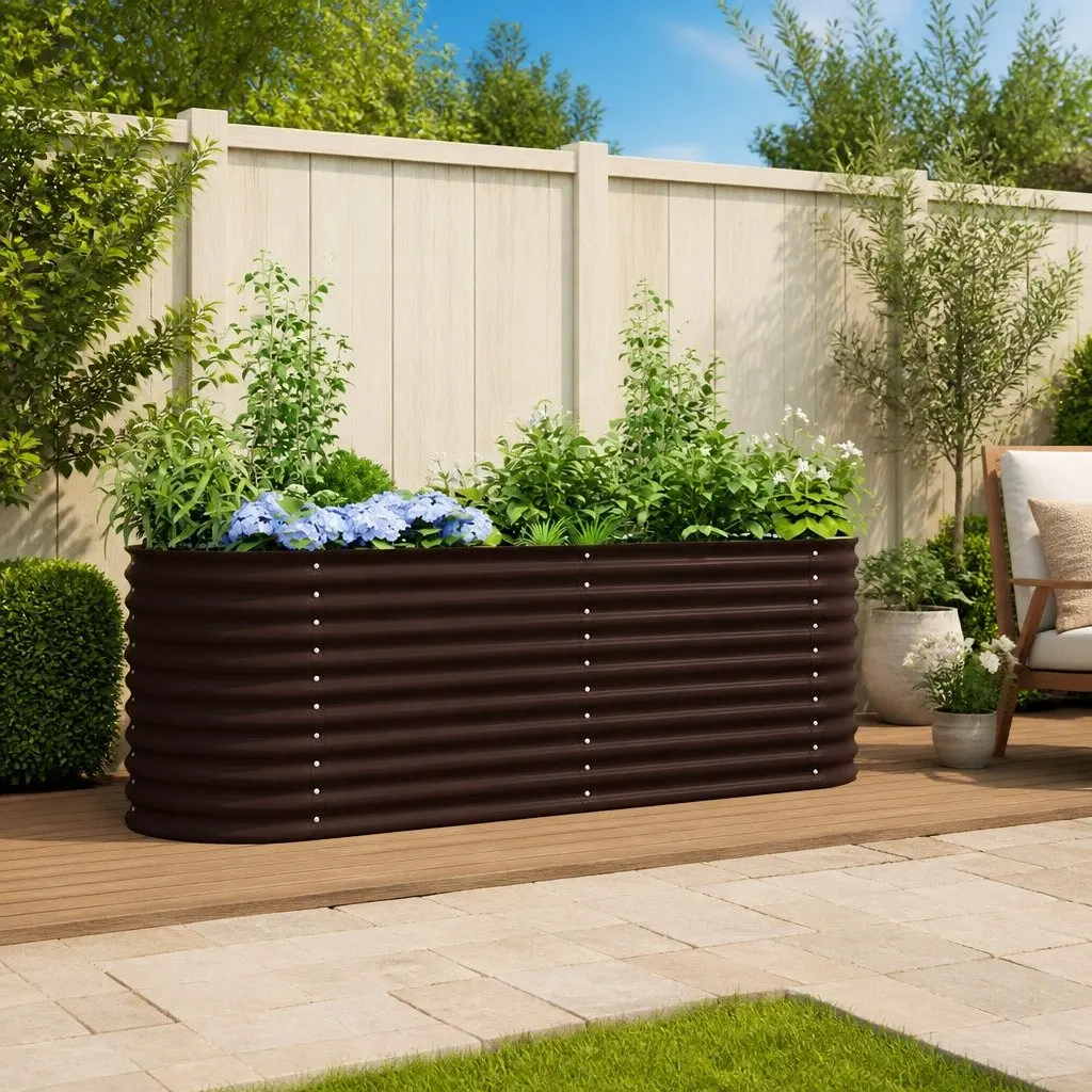 Brown Steel Raised Garden Bed for Home Gardens