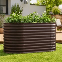 Raised Garden Bed Brown 160x80x81cm Steel Outdoor Planter Box Modern Design