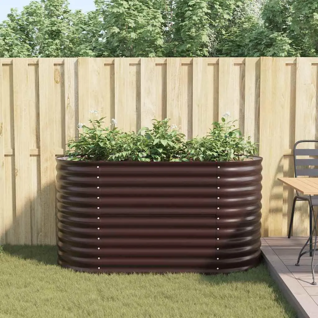 Raised Garden Bed Brown 160x80x81cm Steel Outdoor Planter Box Modern Design
