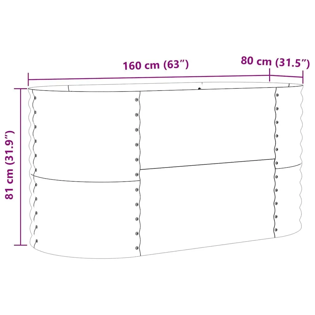 Raised Garden Bed Brown 160x80x81cm Steel Outdoor Planter Box Modern Design