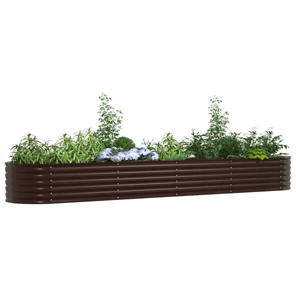 Raised Bed Planter Steel 400x80x44cm Brown Garden Outdoor Herbs Flowers