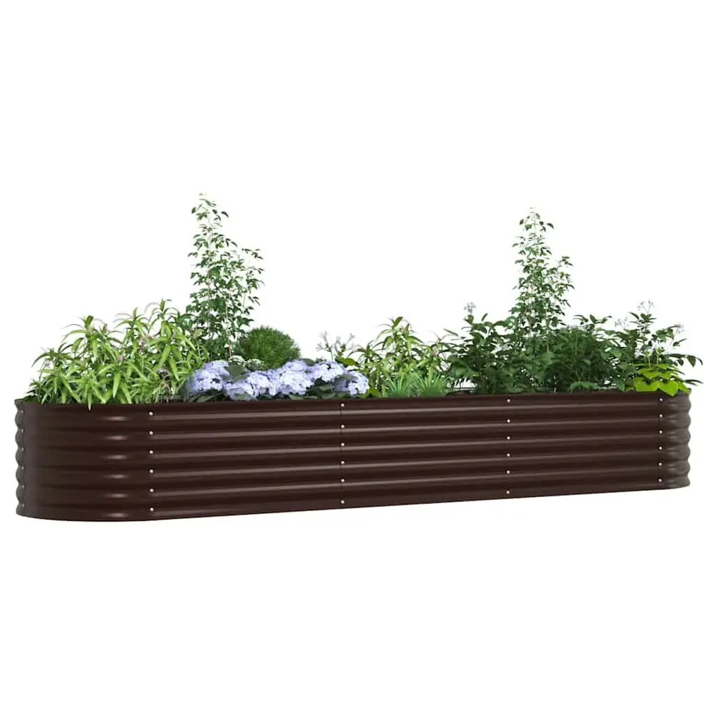 Raised Garden Bed Steel 320x80x44cm Brown Outdoor Planter Box