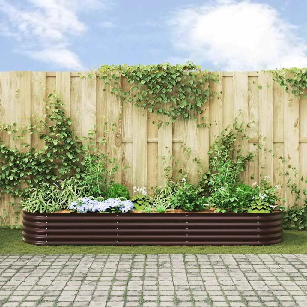 Raised Garden Bed Steel 320x80x44cm Brown Outdoor Planter Box