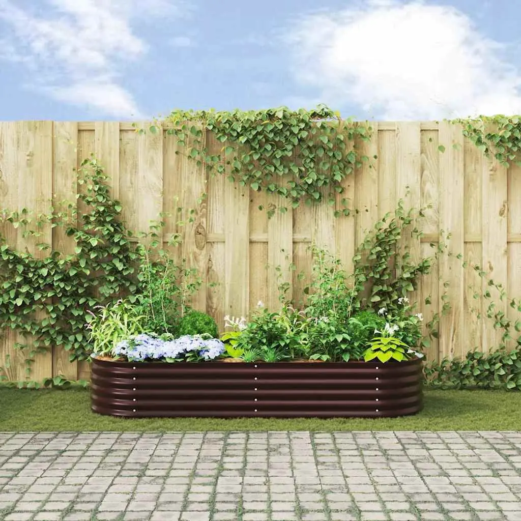 Raised Garden Bed Steel 240x80x44cm Brown Modern Minimalist