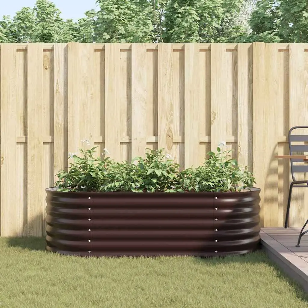 Raised Garden Bed 160x80x44cm Brown Steel Outdoor Planter Box Modern Design