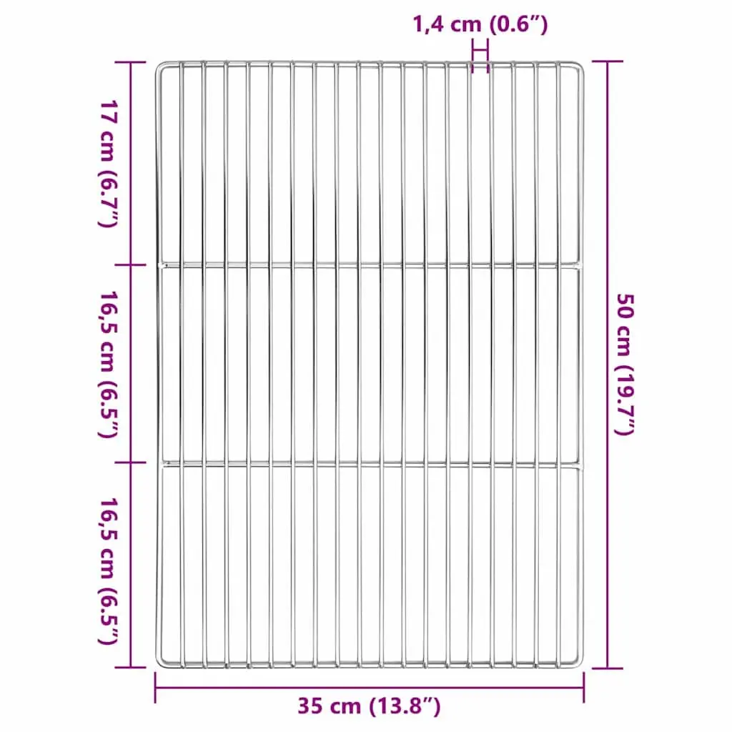 Stainless Steel Grill Grate Rectangular 50 x 35 cm Silver
