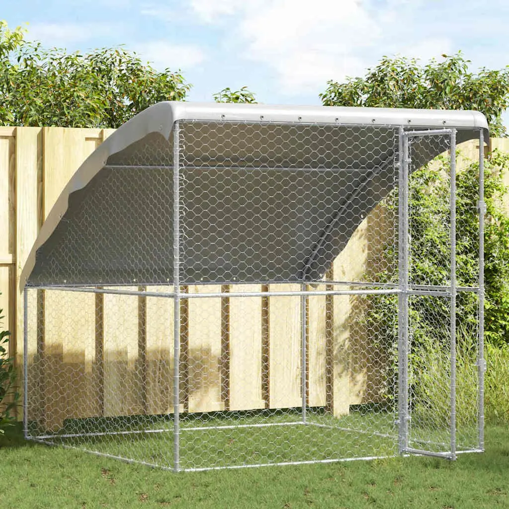 Dog Kennel Galvanised Steel Frame 2x2x2m Silver