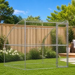 Functional Dog Kennel for Outdoor Use 2x2x2m Silver Steel