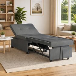 Grey Pull-Out Sofa Bed for Convenient Living