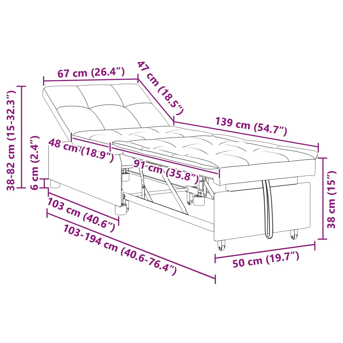 Pull Out Sofa Bed Grey Modern Convertible Single Sleeper Lounge Furniture