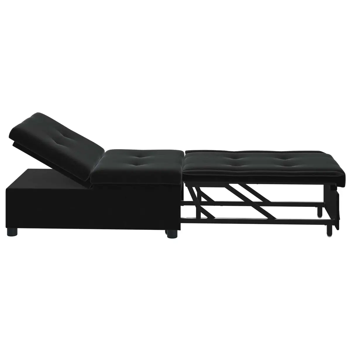 Sofa Bed Velvet Plywood 194 x 67 x 82 cm Black Modern Minimalist