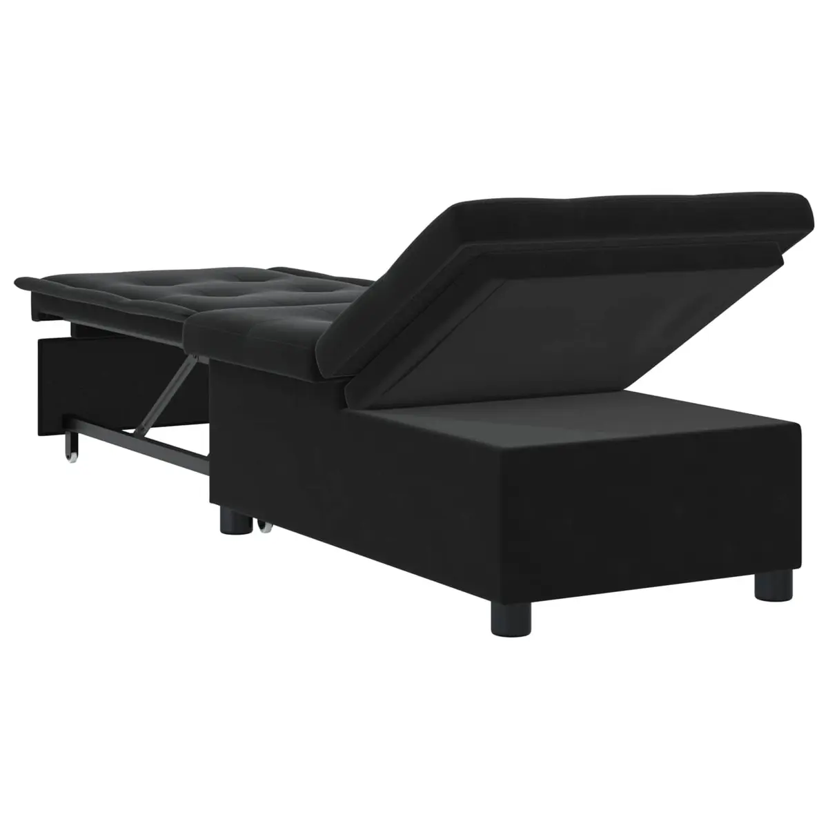 Sofa Bed Velvet Plywood 194 x 67 x 82 cm Black Modern Minimalist