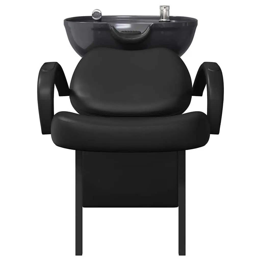 Shampoo Chair Height Adjustable Black PVC and Plywood Construction