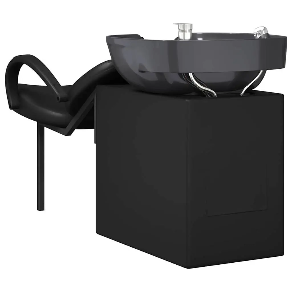 Shampoo Chair Height Adjustable Black PVC and Plywood Construction