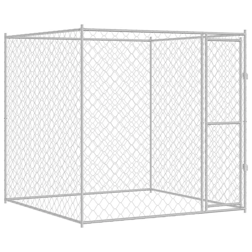 Dog Cage Silver 200x200x200cm Galvanised Steel Outdoor Kennel Large Breed Pet