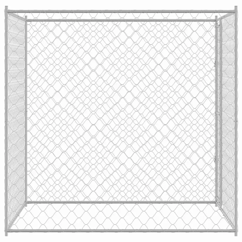 Dog Cage Silver 200x200x200cm Galvanised Steel Outdoor Kennel Large Breed Pet