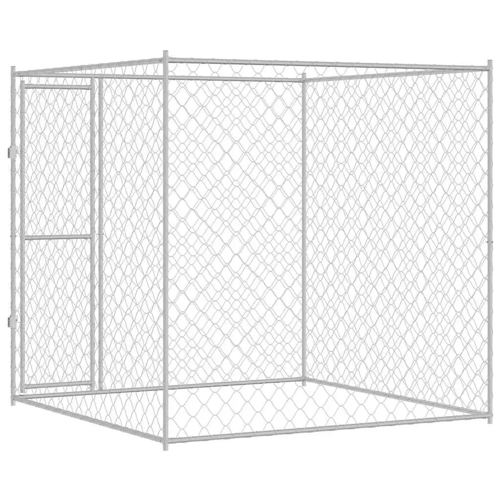 Dog Cage Silver 200x200x200cm Galvanised Steel Outdoor Kennel Large Breed Pet