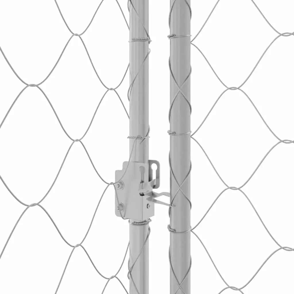 Dog Cage Silver 200x200x200cm Galvanised Steel Outdoor Kennel Large Breed Pet