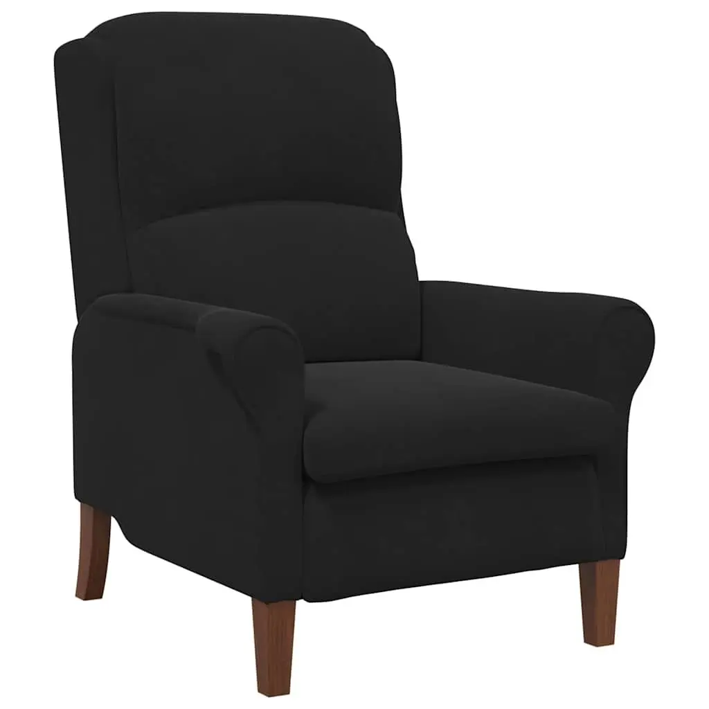 Armchair Black Velvet Upholstered High Back Lounge Chair with Rolled Armrests