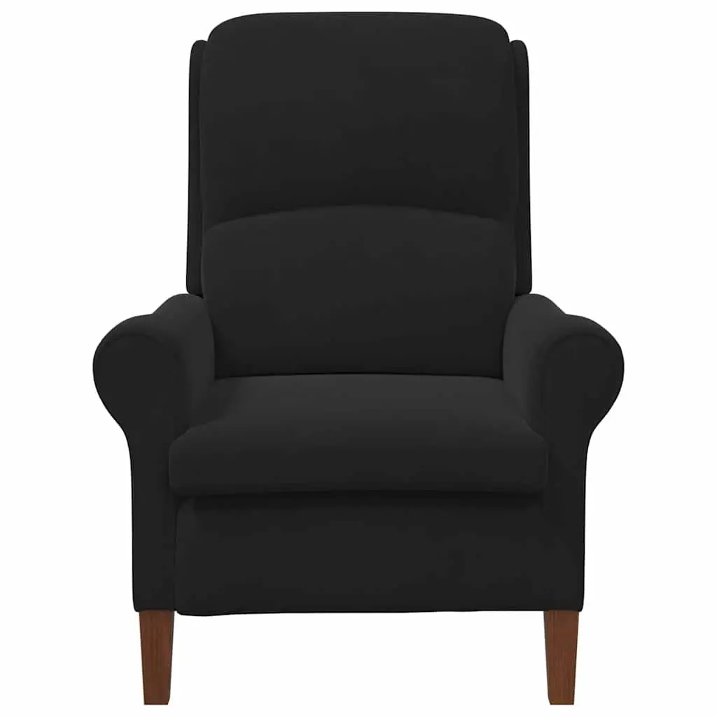 Armchair Black Velvet Upholstered High Back Lounge Chair with Rolled Armrests