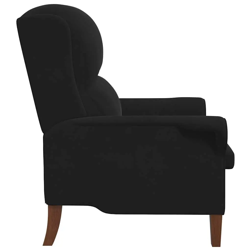 Armchair Black Velvet Upholstered High Back Lounge Chair with Rolled Armrests