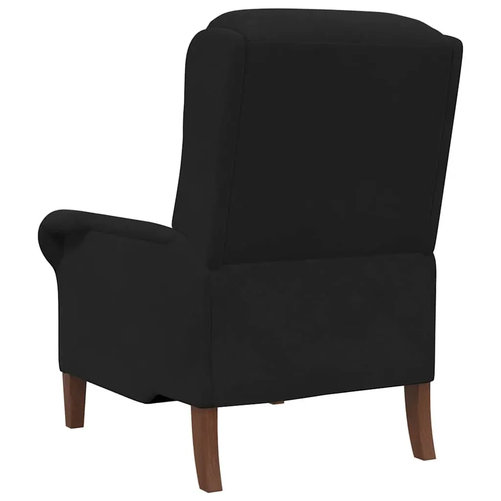Armchair Black Velvet Upholstered High Back Lounge Chair with Rolled Armrests