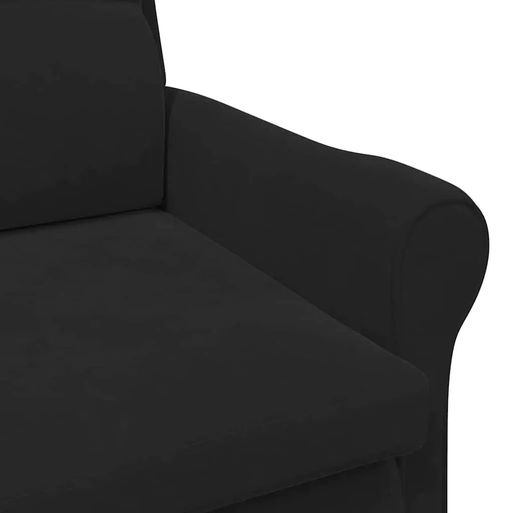 Armchair Black Velvet Upholstered High Back Lounge Chair with Rolled Armrests