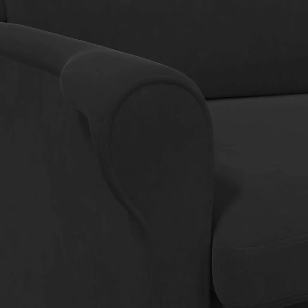 Armchair Black Velvet Upholstered High Back Lounge Chair with Rolled Armrests