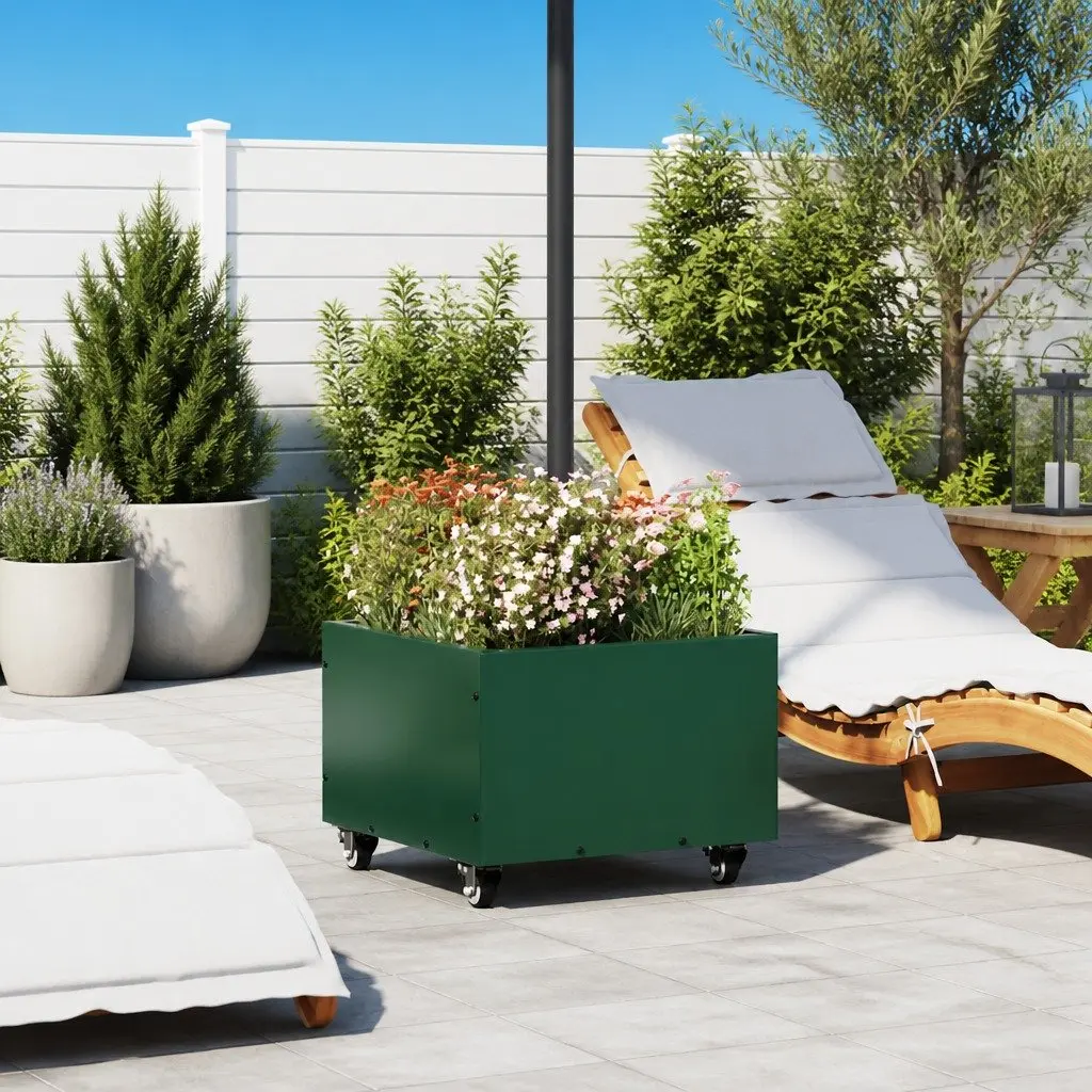 Parasol Base Manual Steel 45 x 45 x 45 cm Green Wheeled