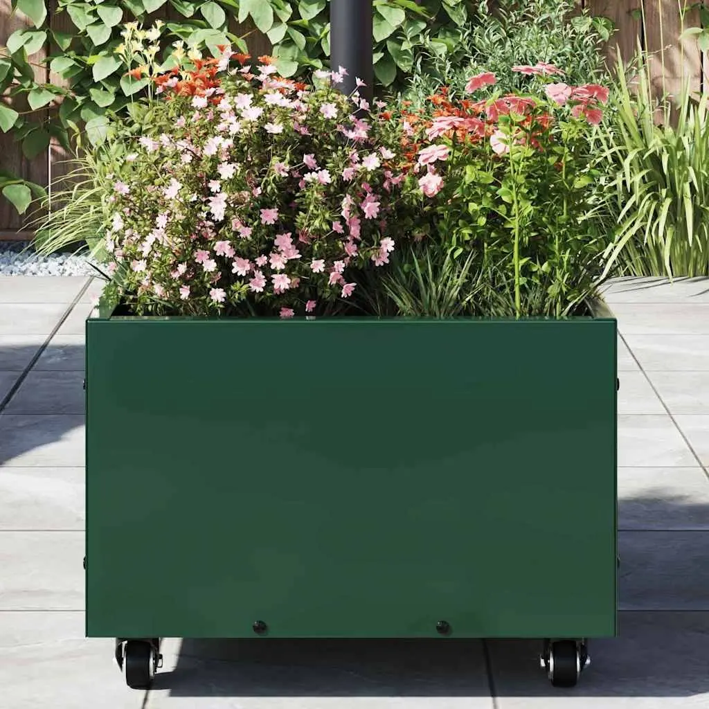 Parasol Base Manual Steel 45 x 45 x 45 cm Green Wheeled