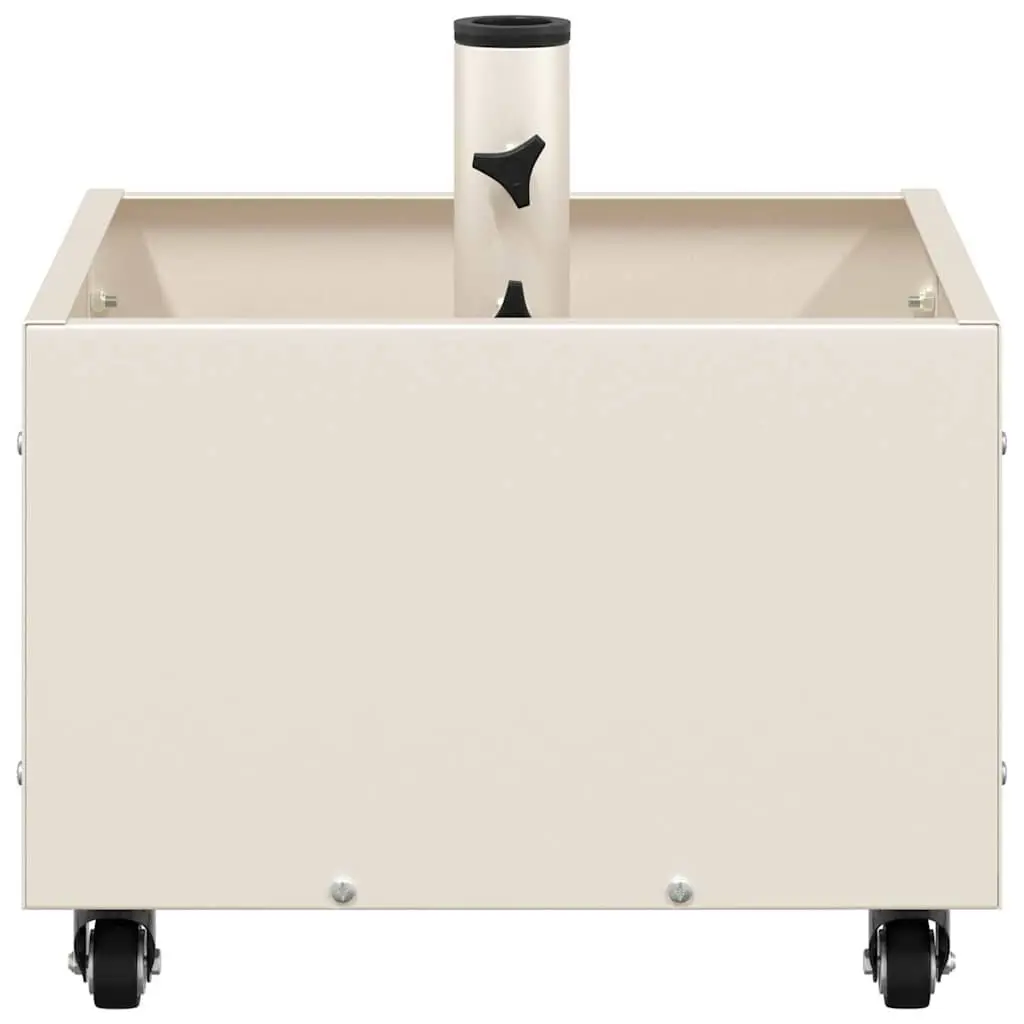 Outdoor Umbrella Stand Steel White 45x45x45cm Manual Adjustable Parasol Base With 360 Degree Rotation